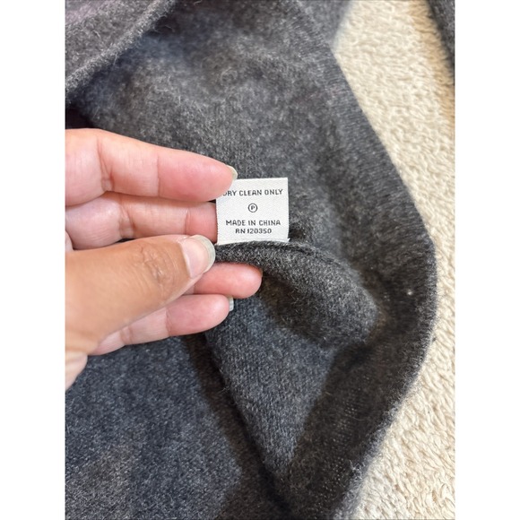 Hannah Rose Cashmere Large Gray Pink Heart Sweater Lightweight Preppy ‎ Casual - Picture 5 of 10